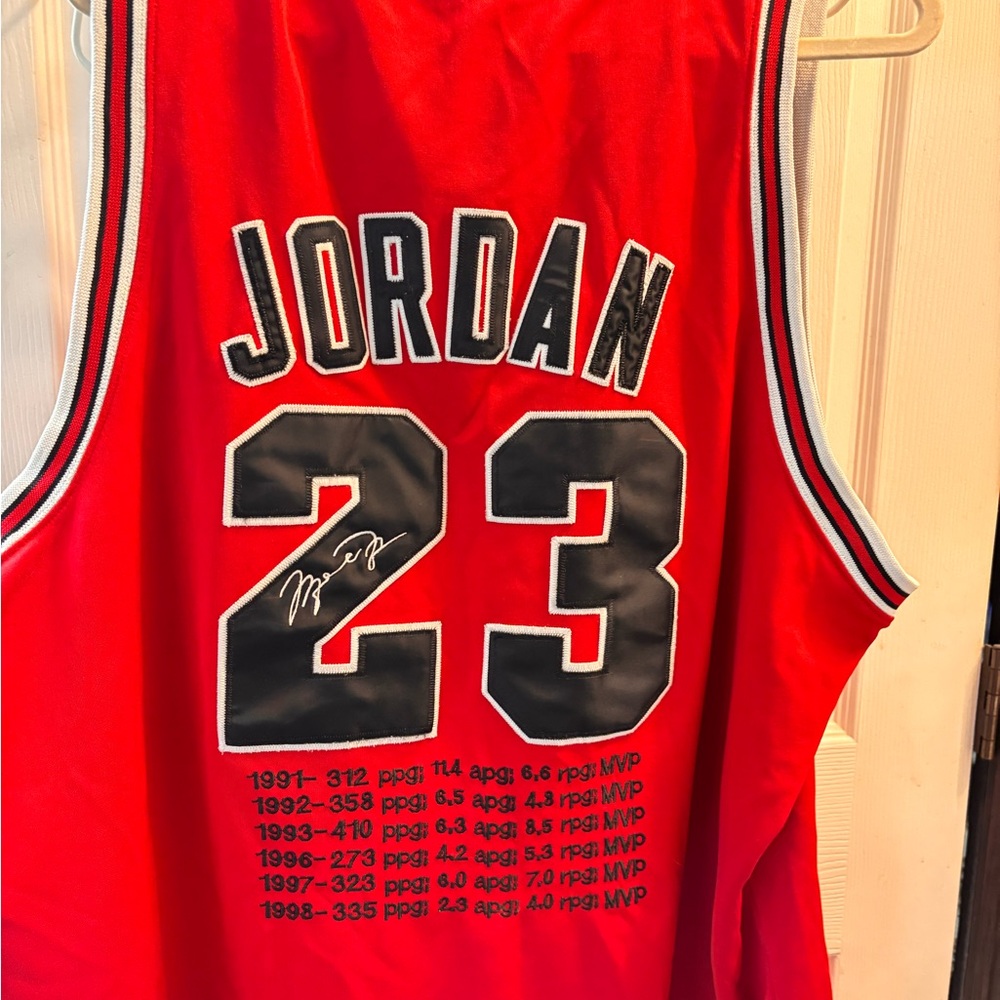 Mitchell & Ness Red Jordan Jersey with Patches